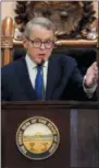  ?? PAUL VERNON — AP PHOTO ?? Ohio Governor Mike DeWine speaks during the Ohio State of the State address at the Ohio Statehouse in Columbus, Tuesday, March 5.