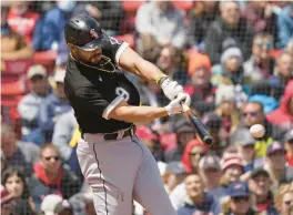  ?? MARY SCHWALM/AP ?? Jose Abreu hits a two-run double during the third inning.