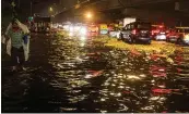  ?? — PTI ?? Traffic jam on Delhi- Gurgaon Expressway due to waterloggi­ng following heavy rains in Delhi on Saturday.