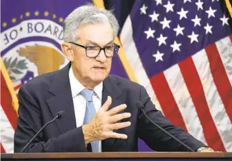  ?? ALEX BRANDON AP ?? “We have the tools to protect depositors when there’s a threat of serious harm to the economy or to the financial system,” Fed chief Jerome Powell said in an assurance to U.S. bank depositors.