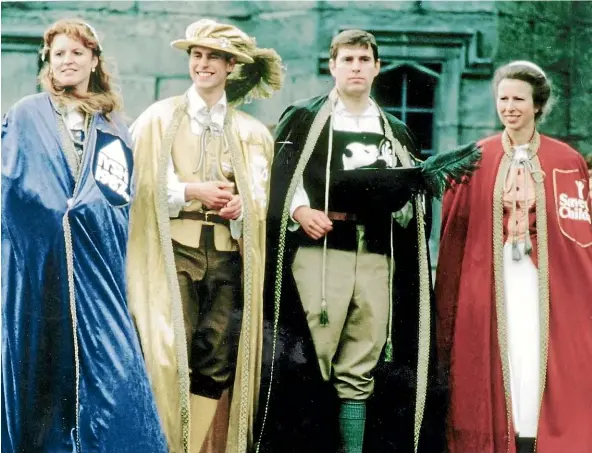  ?? ?? The former Duchess of York, Sarah Ferguson, Prince Edward, Prince Andrew and Princess Anne were the captains of the It’s a Royal Knockout teams.