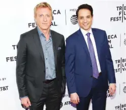  ?? HOTO BY BRENT N. CLARKE/INVISION/THE ASSOCIATED PRESS ?? Actors Billy Zabka, left, and Ralph Macchio attend a screening of “Tribeca: TV: Cobra Kai” at the SVA Theatre during the 2018 Tribeca Film Festival.