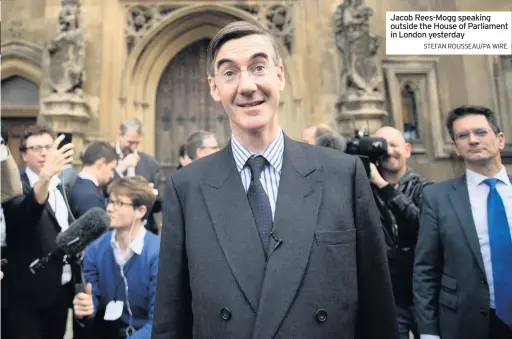  ?? STEFAN ROUSSEAU/PA WIRE ?? Jacob Rees-mogg speaking outside the House of Parliament in London yesterday