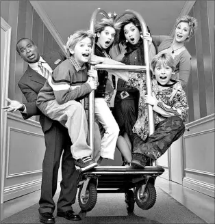  ?? Photos by Disney ?? Hotel sitcom: Phil Lewis, left, Dylan Sprouse, Ashley Tisdale, Brenda Song, Cole Sprouse and Kim Rhodes star in Disney newest live- action hit, The Suite Life of Zack & Cody, about identical twin boyswho live in a hotel. Where it all began: Hilary Duff...