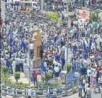  ?? PTI FILE ?? Members of the Dalit community protest against the alleged dilution of the SC/ST Act, in Bhopal.