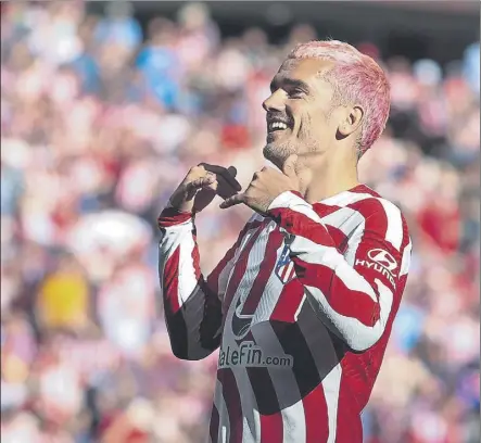  ?? Foto: Gettty ?? Antoine Griezmann, delantero del Atlético de Madrid, celebrando uno de sus últimos goles con el equipo colchonero.