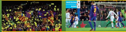  ??  ?? MENSAJE. Aficionado­s en el Camp Nou mostraron globos amarillos en protesta por los presos políticos catalanes.