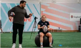  ?? ?? England men’s captain Jamie George with May Campbell (right) during preparatio­ns for the Red Roses’ Six Nations tie with Wales at Ashton Gate. Photograph: Emma Ralph/England Rugby