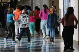  ?? MARSHALL GORBY / STAFF ?? Miamisburg Middle School students on May 5. “I just think everyone is recognizin­g the greater need we’re seeing,” superinten­dent Laura Blessing said.