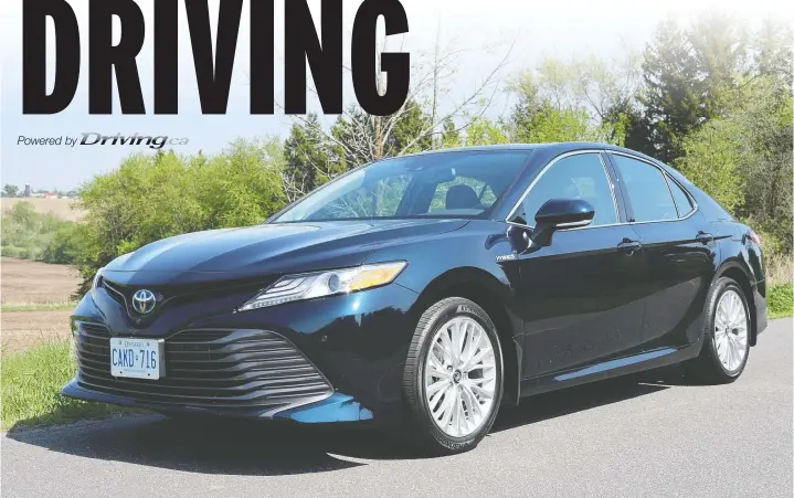  ?? JIL McINTOSH/DRIVING.CA ?? The 2020 Toyota Camry Hybrid comes by its popularity honestly. It does what it’s supposed to well. The transition from battery to gasoline is very smooth.