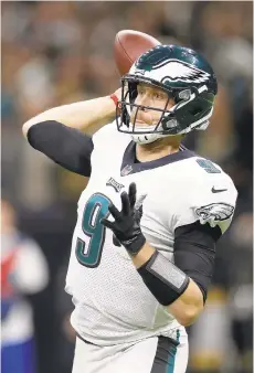  ?? CHRIS GRAYTHEN/GETTY IMAGES ?? Nick Foles might have thrown his last pass as a member of the Philadelph­ia Eagles.