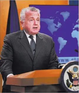  ?? Susan Walsh ?? The Associated Press Acting Secretary of State John Sullivan discusses the release of the 2017 country reports on human rights practices during a news conference Friday at the State Department.