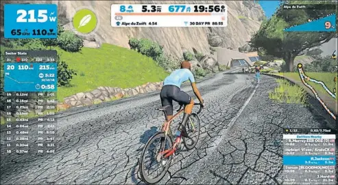  ?? ZWIFT ?? Una imagen de la pantalla que contempla el ciclista desde su domicilio