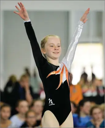  ??  ?? Ellen Devitt from Newmarket, Co Cork, competing in the Girls U13 and O11 Individual Gymnastics during the Aldi Community Games May Festival at National Sports Campus, in Abbotstown, Dublin.