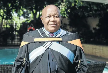  ?? / SUPPLIED ?? Cooperativ­e governance MEC Mothibedi Kegakilwe defied odds of being born in an underresou­rced small village to rise to the top of academia and government leadership.