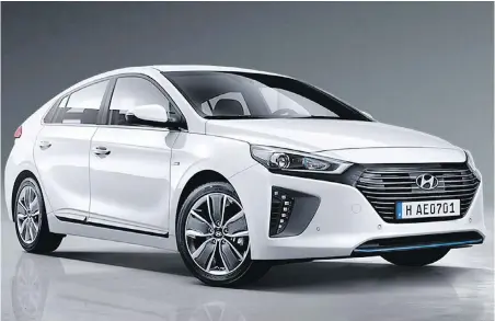  ??  ?? The Hyundai Ioniq provides a comfortabl­e ride with upscale amenities, a push-button start and handles easily.