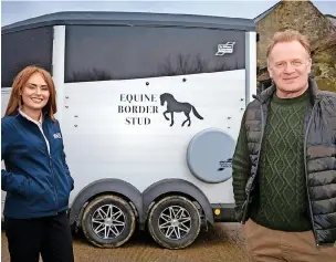  ?? ?? Game Of Thrones star Mark Lewis Jones with Lois Wynne, who organised Odysseus ‘gold standard’ horse box