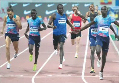  ?? GAO ERQIANG / CHINA DAILY ?? David Rudisha, Kenya’s 800m world record holder and two-time world and Olympic champion, managed just a fourth-place finish in his 2017 debut at Saturday’s Shanghai Diamond League meet, citing early-season rust.
