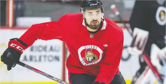  ?? ERROL McGIHON ?? Ottawa Senators forward Nick Paul has been doing meditation of late to combat the “up and downs” that come with being on the bubble as a full-time NHL player.