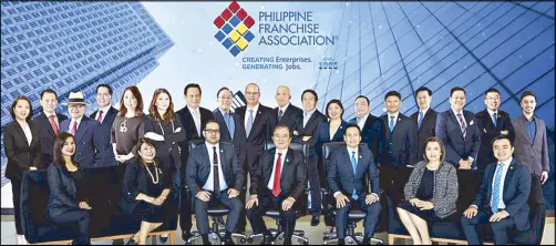  ??  ?? Photo shows PFA Board of Trustees headed by chairman Emeritus and PFA’s permanent representa­tive to the World Franchise Council Samie Lim (seated, center), chairman Alan Escalona (seated, 3rd from right), president Richard Sanz (seated, 3rd from left)...