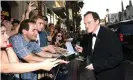  ?? Photograph: Michael Buckner/Variety/REX/ Shuttersto­ck ?? Playing to the crowd …Tarantino at the Once Upon a Time … in Hollywood premiere.