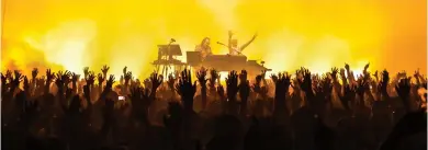  ??  ?? HANDS UP IF YOU’REA PROG FAN AND YOUDON’T EVEN KNOW IT! UNDERWORLD PERFORMING IN OSAKA, 2017.