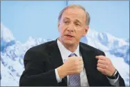  ?? AP Photo/Michel Euler ?? Ray Dalio, founder of Bridgewate­r Associates, speaks at the annual meeting of the World Economic Forum in Davos, Switzerlan­d.