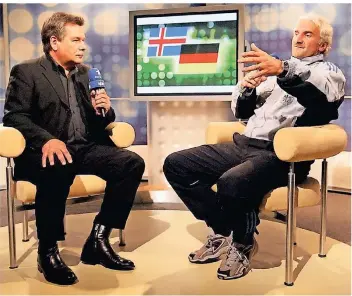  ?? FOTO: IMAGO IMAGES ?? Eine legendäre Wutrede von Rudi Völler: Als Teamchef des DFB-Teams rastete er im September 2003 nach dem Spiel in Island im Interview mit Waldemar Hartmann aus. Auch der Moderator bekam sein Fett weg.
