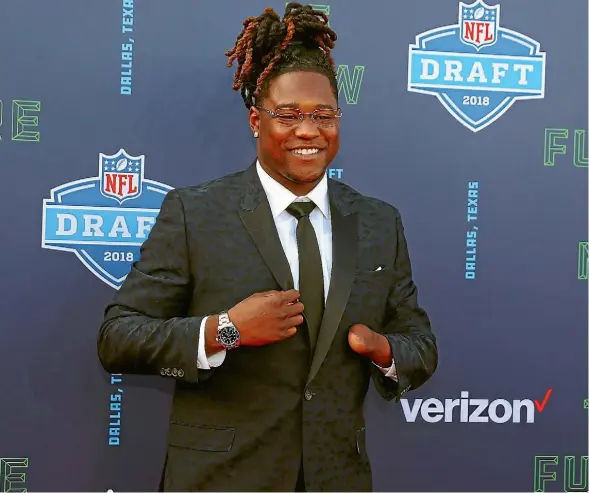  ??  ?? New Seattle Seahawks rookie Shaquem Griffin at the NFL draft in Texas last week.