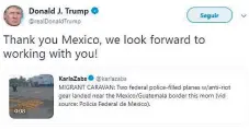  ??  ?? TWITTER. Trump reaccionó ante la llegada de la ofensiva.