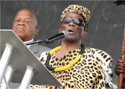  ?? Picture: Alex Matlala ?? OUTSPOKEN. Acting king of Sekhukhune, Kenneth Sekhukhune, says expropriat­ing land without compensati­on would swell the economy and bring change to the people. Here he is with the ZCC’s Barabanas Lekganyane during the Sekhukhune Day in Mohlaletsi outside Jane-Furse on Saturday.