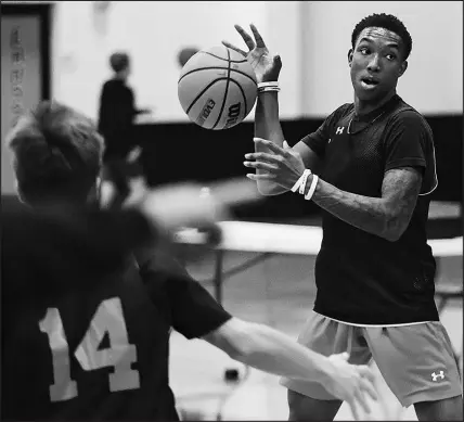  ?? WADE VANDERVORT ?? Tavionte Jackson practices in November at Las Vegas High. Today, Jackson will lead Las Vegas into a semifinal game against Spring Valley in the Class 4A state basketball tournament. Jackson is averaging a team-leading 26.2 points with 12.2 rebounds, 4.4 assists and 3.8 steals per game.