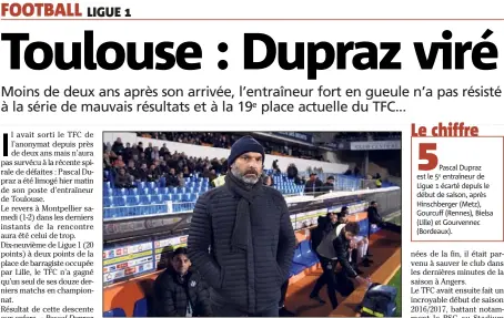  ?? (Photo AFP) ?? Pascal Dupraz n’aura pas réussi à convaincre cette saison.