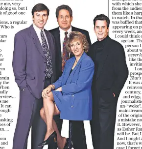  ?? ?? That’s Life!: Esther Rantzen and the team in the 1980s, from left, Adrian Mills, Gavin Campbell, Kevin Devine