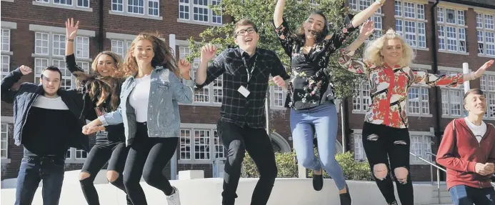  ?? ?? Celebratio­ns at Sunderland College Sixth Form on A-level results day.