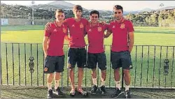  ?? FOTO: FC BARCELONA ?? Sergio Gómez, Miranda, Mateu y Abel, la representa­ción azulgrana