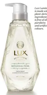  ??  ?? Lux Luminique is made with plant-derived ingredient­s and is free of silicone, parabens and artificial colours.