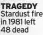 ?? ?? TRAGEDY Stardust fire in 1981 left 48 dead