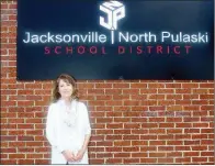  ?? MARK BUFFALO/THREE RIVERS EDITION ?? Marye Jane Brockinton stands outside the Jacksonvil­le North Pulaski School District Central Office on Main Street. Brockinton, who is originally from North Little Rock, served as an assistant principal the past three years at Jacksonvil­le High School. She retired from what she called her “mission work” following the 2018-19 school year.