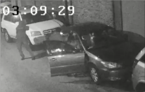  ?? SUBMITTED PHOTO ?? Image from surveillan­ce video shows suspect, left, opening fire on a victim on an Upper Darby street early Sunday morning.