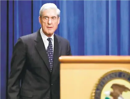 ?? CHIP SOMODEVILL­A/GETTY ?? Special counsel Robert Mueller arrives to make a statement about the Russia investigat­ion on May 29 at the Justice Department in Washington, D.C. Mueller said that he is stepping down as special counsel and that the report he gave to the attorney general is his last words on the subject.
