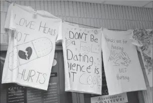  ?? Photo by Erica Moser ?? Lincoln High students made these shirts to raise awareness against dating violence.