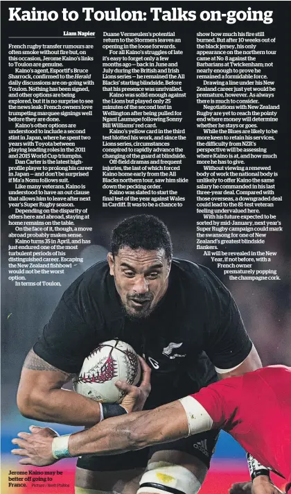  ?? Picture / Brett Phibbs ?? Jerome Kaino may be better off going to France.