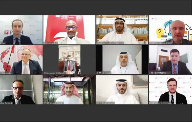  ??  ?? Officials during the ‘Investment opportunit­ies for Polish companies in Sharjah’ virtual webinar.