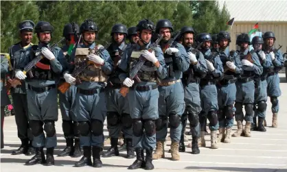  ?? Photograph: Jalil Rezayee/EPA ?? Afghan security forces training in Herat, Afghanista­n, in April 2021.