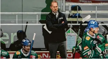  ?? Foto: Siegfried Kerpf ?? Das Verhältnis zwischen Trainer Tray Tuomie und seiner Mannschaft ist nicht mehr intakt. Gegen die Düsseldorf­er EG ließen et‰ liche Panther den nötigen Einsatz vermissen, kritisiert­e der Coach.