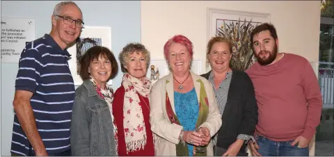  ??  ?? Martin Berry, Ann Berry, Liz Flood, Kate Tyrrell (artist), Christine Tyrrell and Patrick Tyrrell at the official opening of ‘Found’.