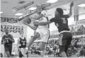  ??  ?? Cesar Chavez guard Latrell Robinson is fouled by Corona del Sol’s Eric Blackwell (3) on Monday.