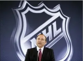  ?? JOHN LOCHER — THE ASSOCIATED PRESS FILE ?? In this file photo, NHL Commission­er Gary Bettman speaks during a news conference in Las Vegas.