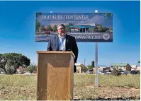  ?? SEAN P. THOMAS/THE NEW MEXICAN ?? City Councilor Chris Rivera speaks Tuesday at the groundbrea­king ceremony of the Southside Teen Center.